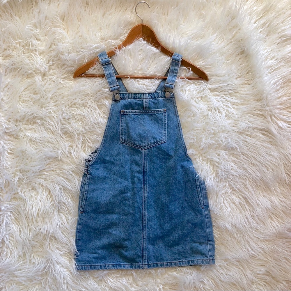 Topshop Denim Pinafore Overall Dress